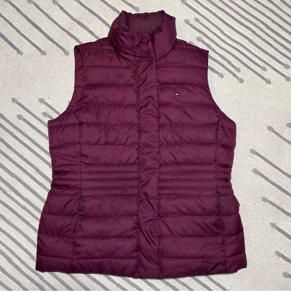 ❄️Vintage Tommy Hilfiger Womens Sm Insulated Puffer Full Zip Vest Plum/Burgundy - Picture 5 of 9